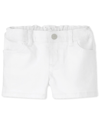 Baby And Toddler Girls Twill Shortie Shorts - White