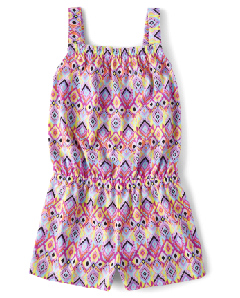 Girls Print Romper - Pastelblue