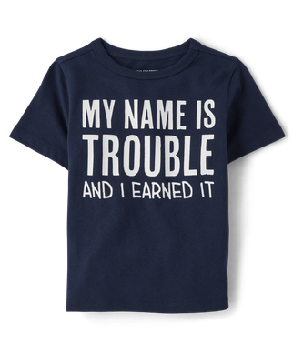 Baby And Toddler Boys Name Is Trouble Graphic Tee