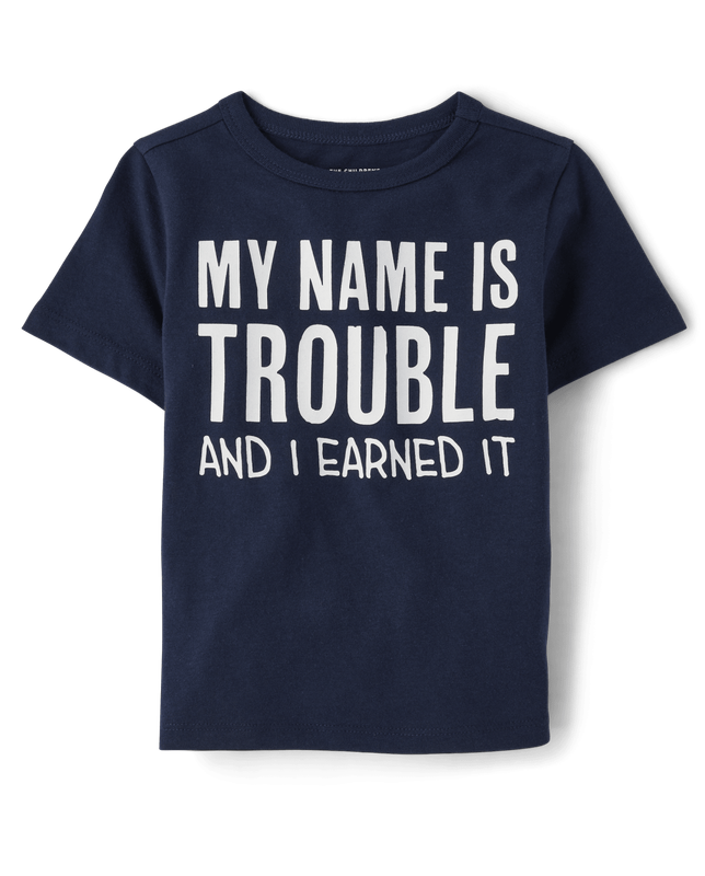 Baby And Toddler Boys Name Is Trouble Graphic Tee
