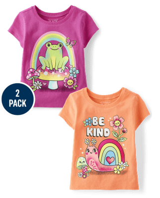 Baby And Toddler Girls Kindness Graphic Tee 2 pack