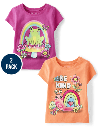 Baby And Toddler Girls Kindness Graphic Tee 2 pack