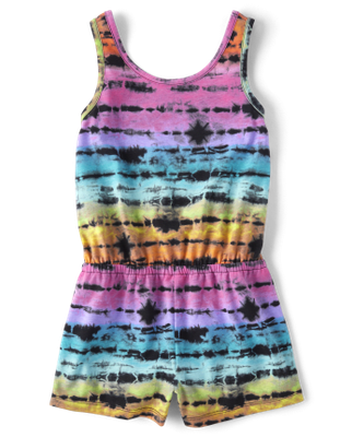 Girls Print Romper - Ultra Pink