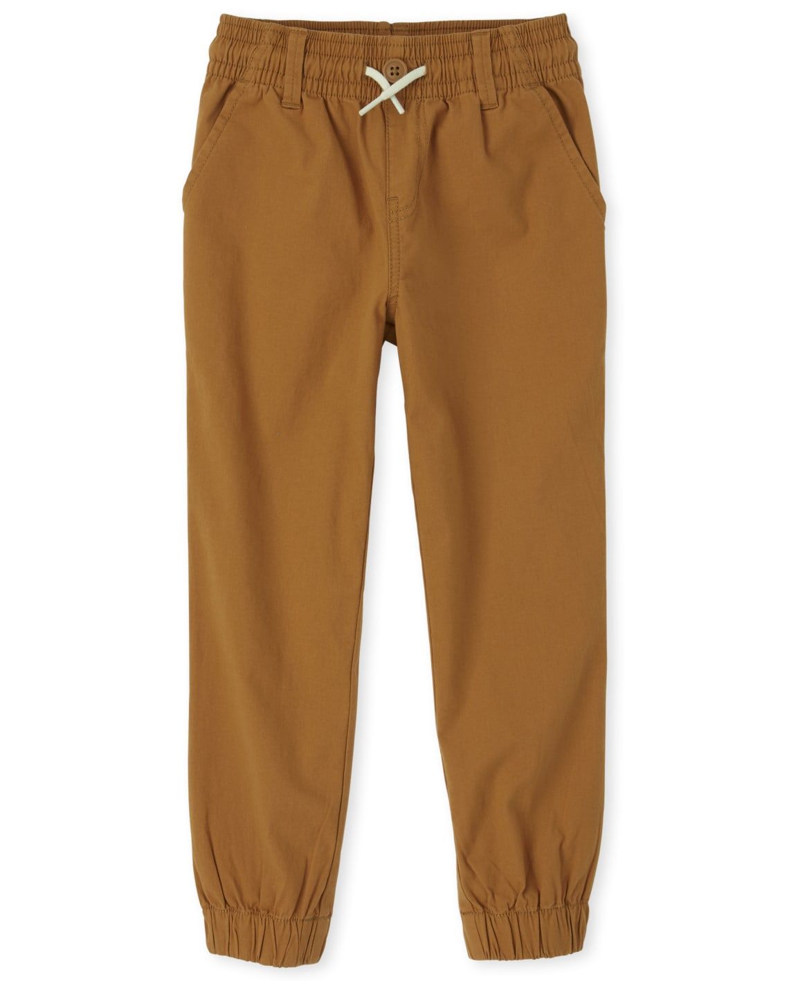 Boys Stretch Pull On Jogger Pants - brown, Size: 14