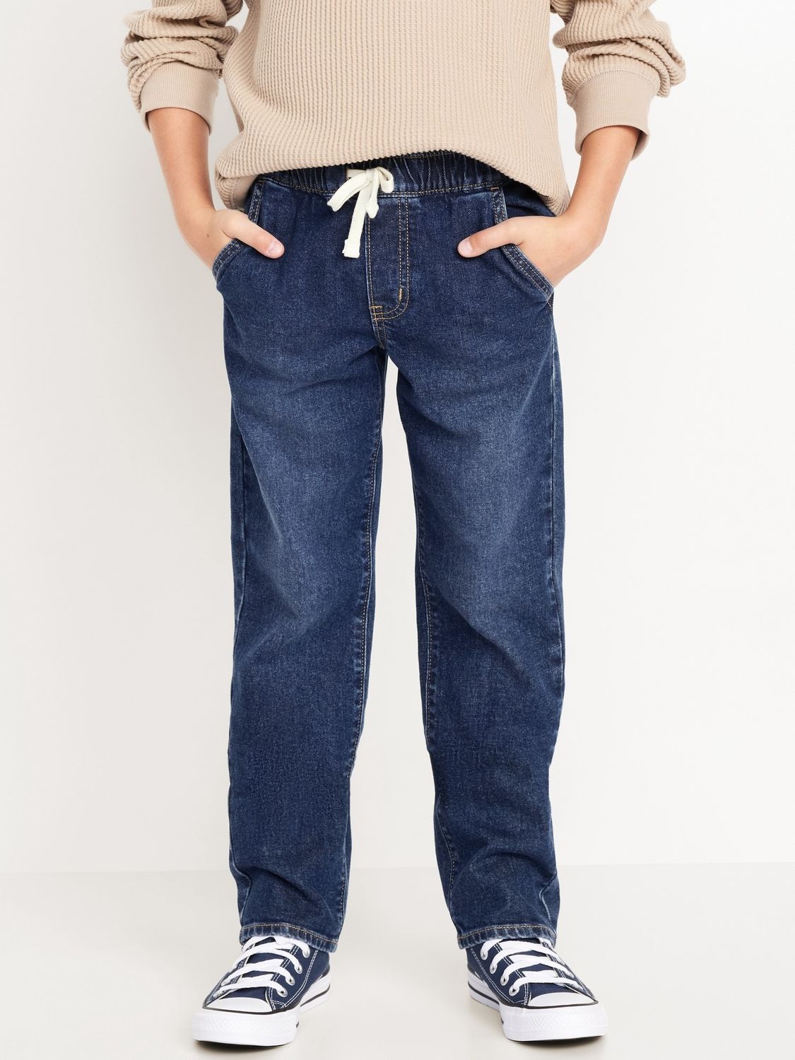 Wow Pull-On Straight Leg Jeans for Boys- Dark Wash, Size: L (10-12)