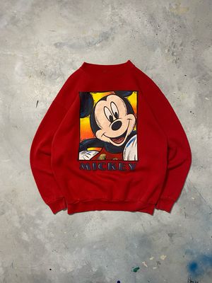 Bluza Mickey Mouse Red Crewneck 90s M