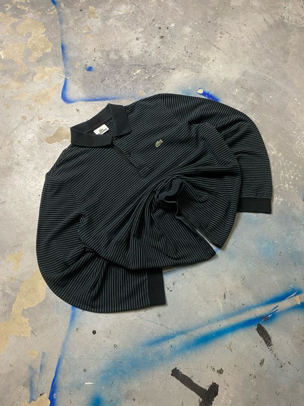 Long Lacoste Blue Lines Polo Longsleeve Black M