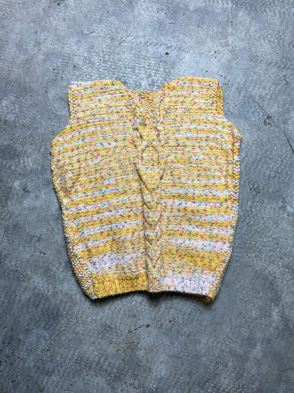 Kamizelka Handmade Candy Melange Knitted Sweater Vest Yellow M