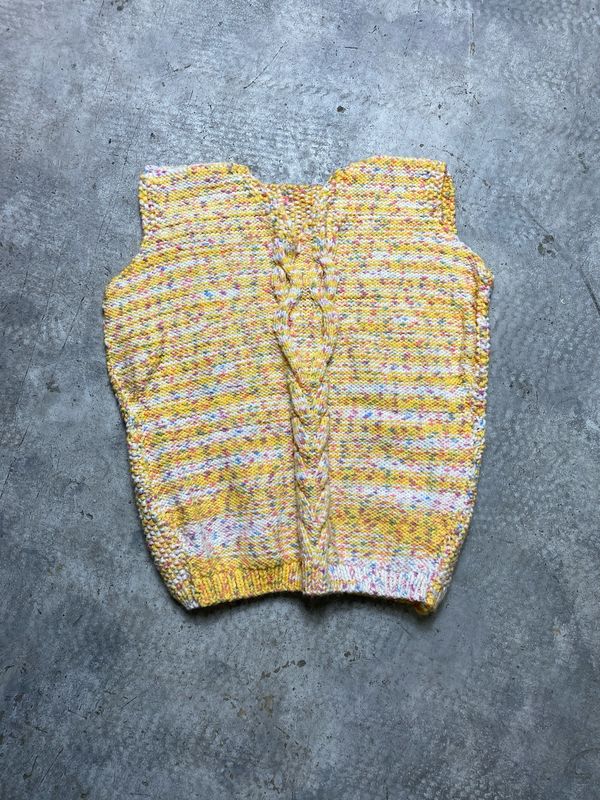 Kamizelka Handmade Candy Melange Knitted Sweater Vest Yellow M
