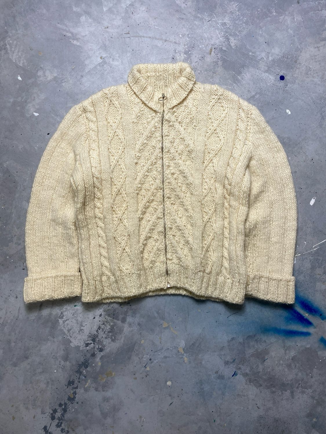 Sweter Knitted Golf Zip Sweater Creme L