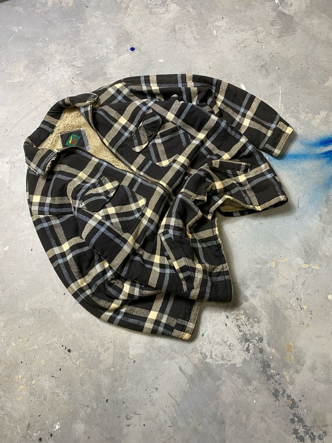 Sherpa Republic Aviation Checkered Sherpa Jacket Black  L