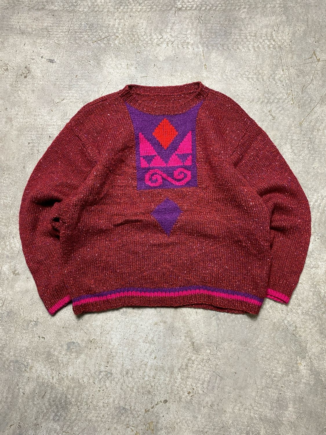 Sweter Pink Crown Sweater Melange Red M