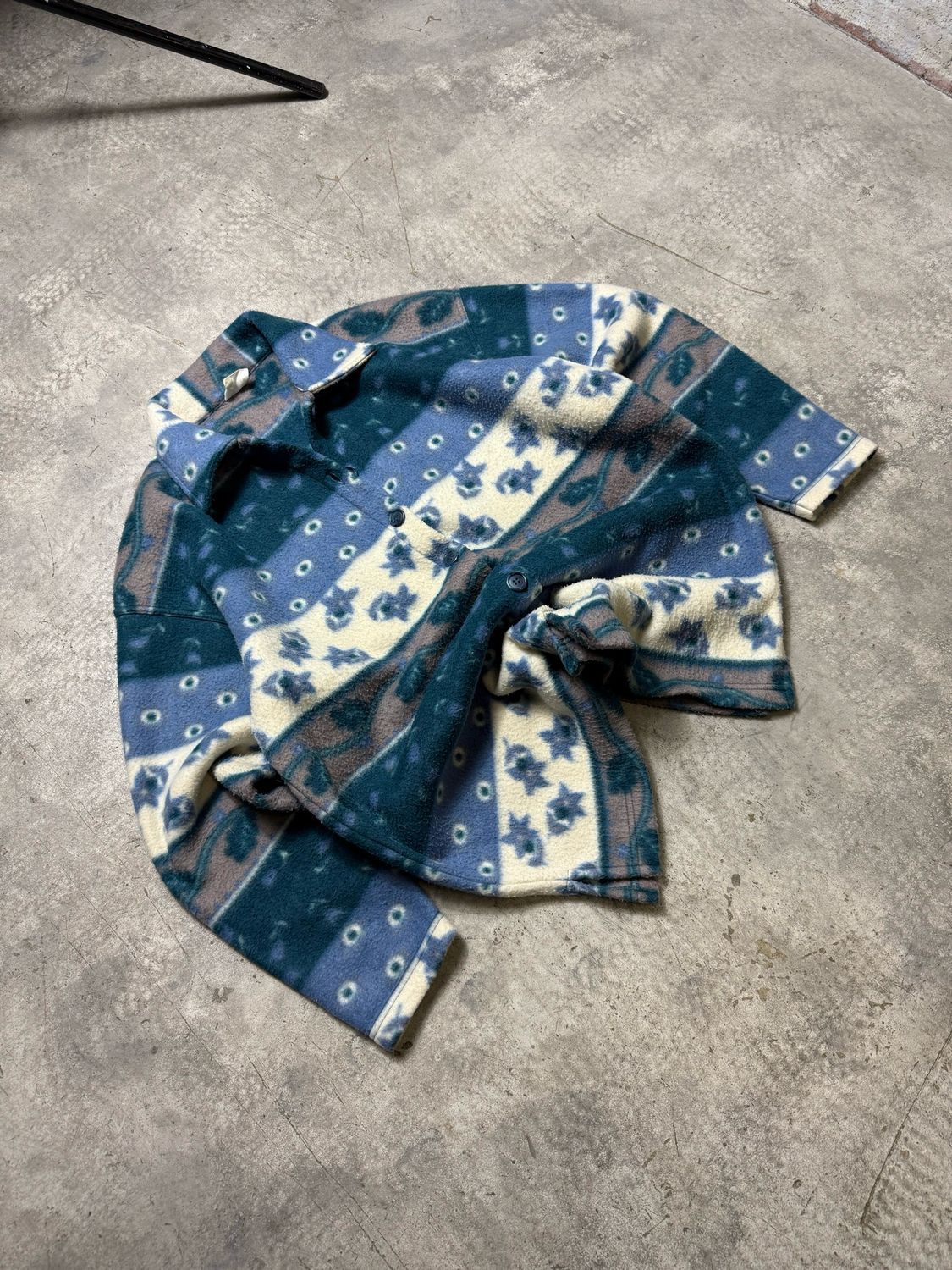 Bluza Blue White 90s Fleece buttons M
