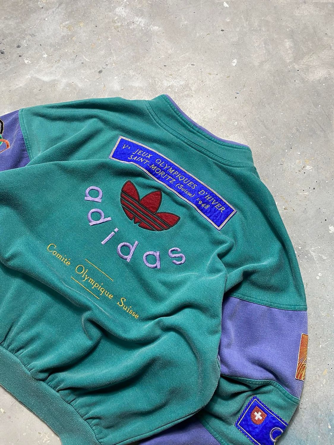 STReeT Greenトレーナー Bluza Adidas Olympique Crewneck Green-Purple XL