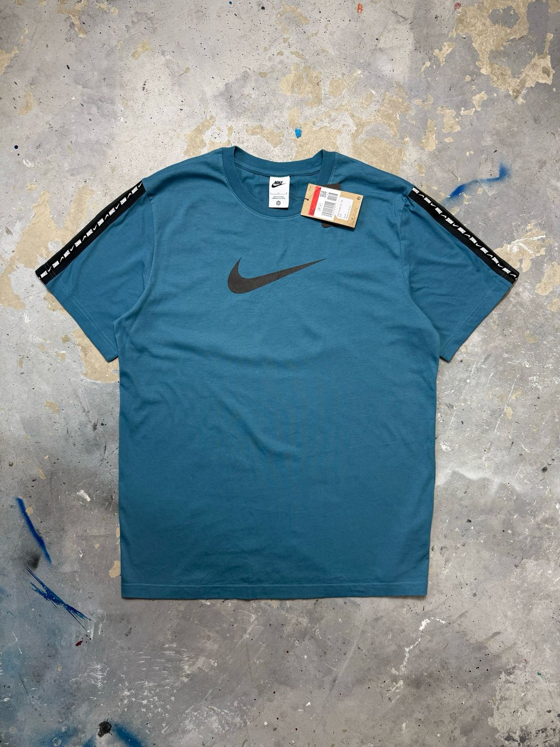 Koszulka Nike Centre Swoosh Log/Stripes Tee Turquoise L