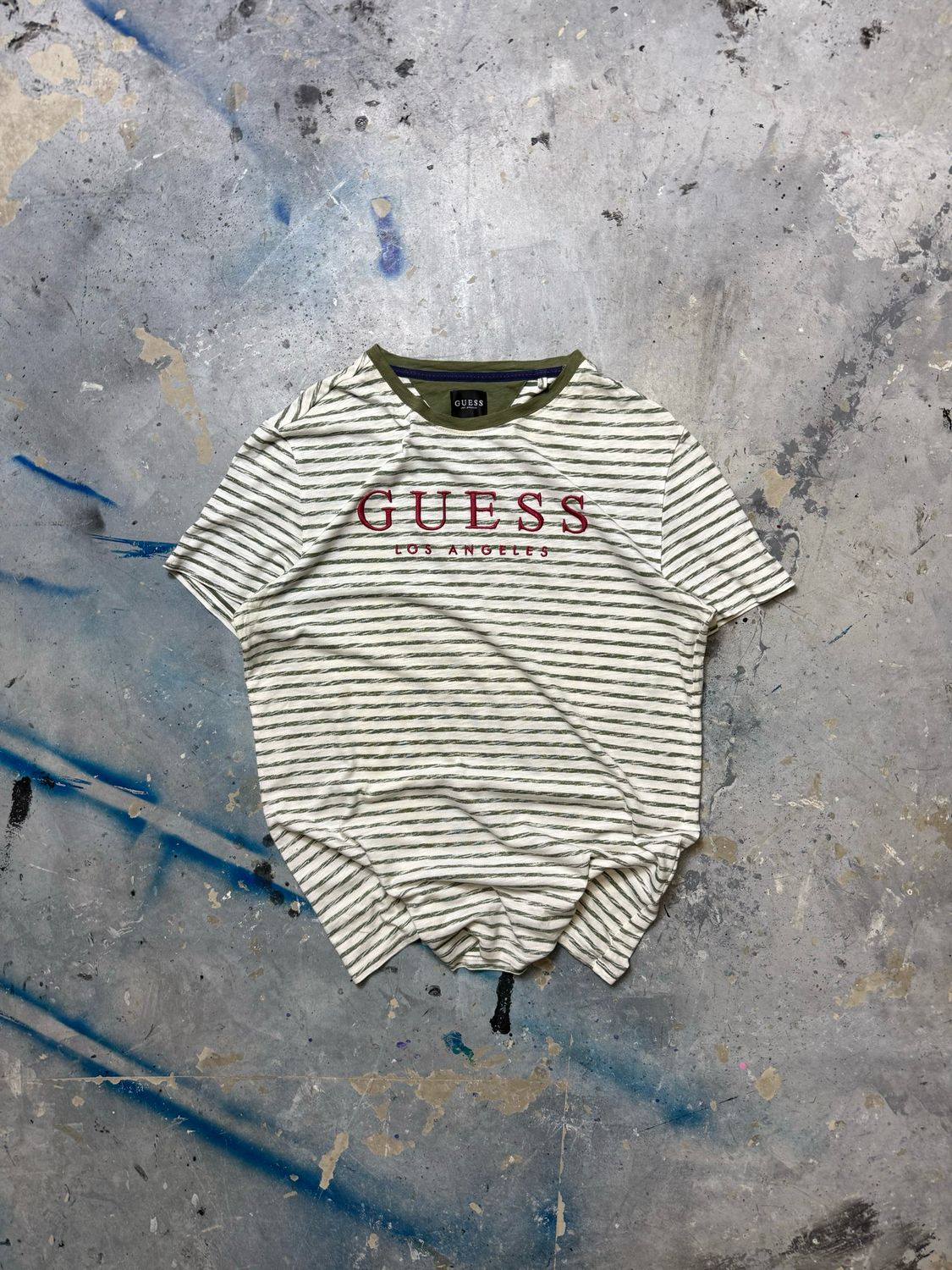 Koszulka Guess Logo Gr/Stripes Tee White M