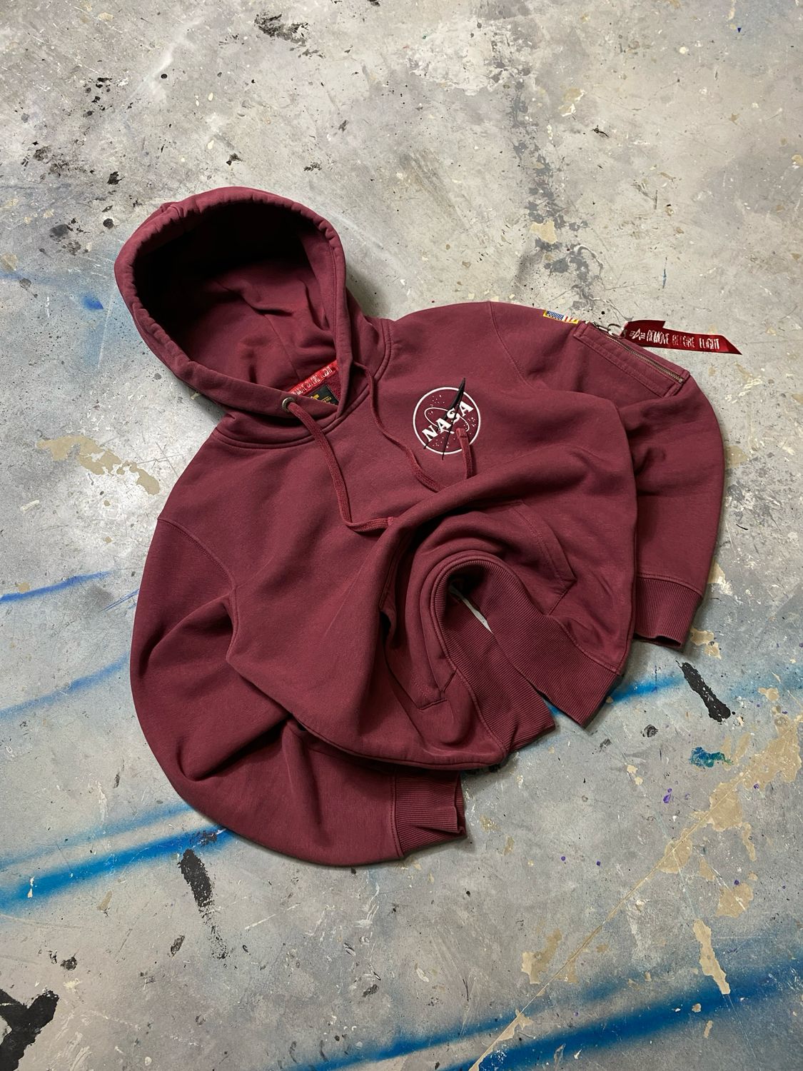 Bluza Alpha Industries NASA Hoodie Burgund M