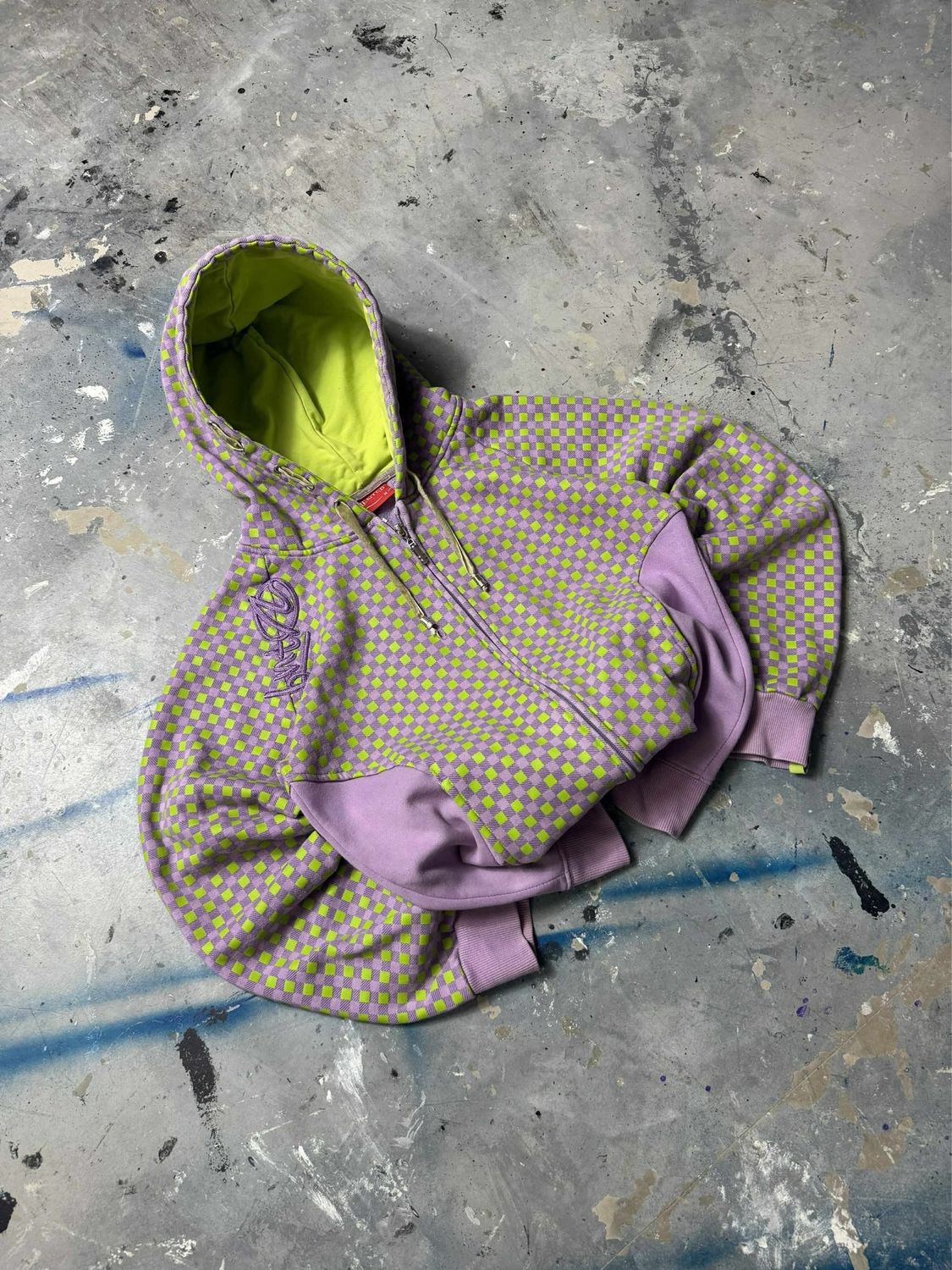 Bluza Benter Checkerboard Zip Hoodie Purple/Lime S