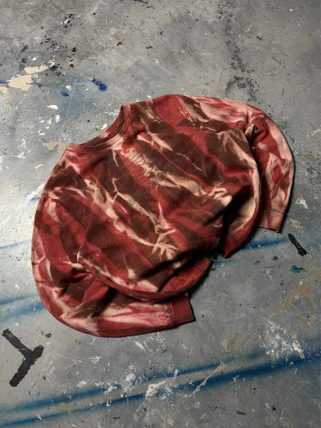 Bluza Salomon Logo Crewneck Tiedye Red L