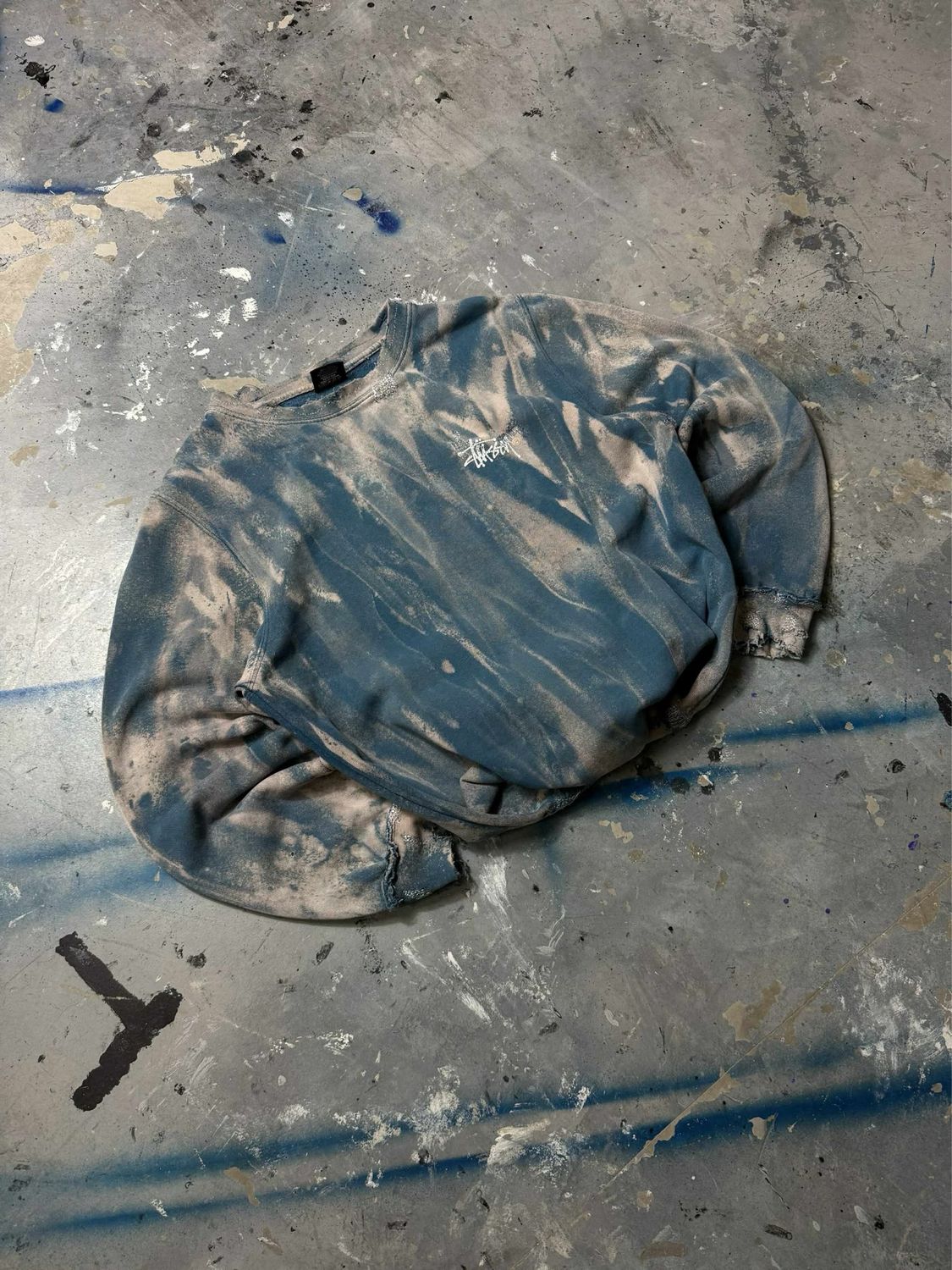 Bluza Stussy Distressed Crewneck Tiedye Blue M