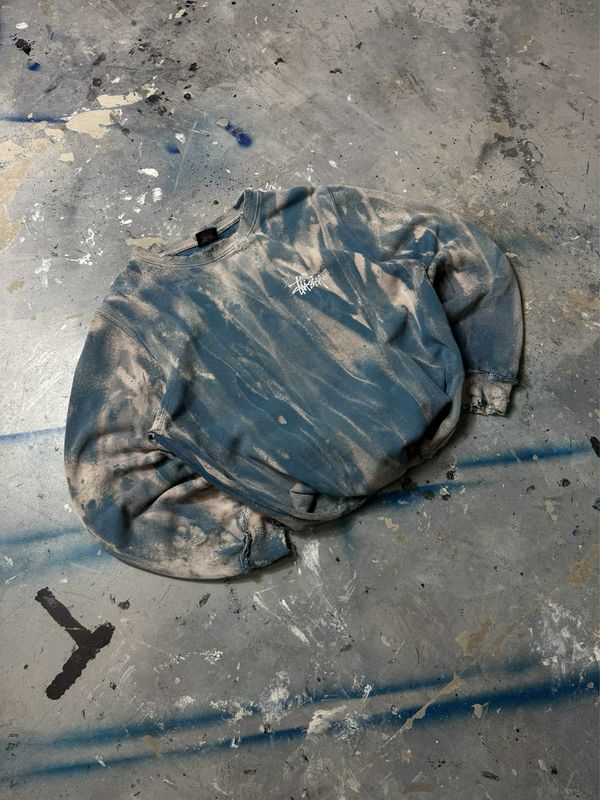 Bluza Stussy Distressed Crewneck Tiedye Blue M