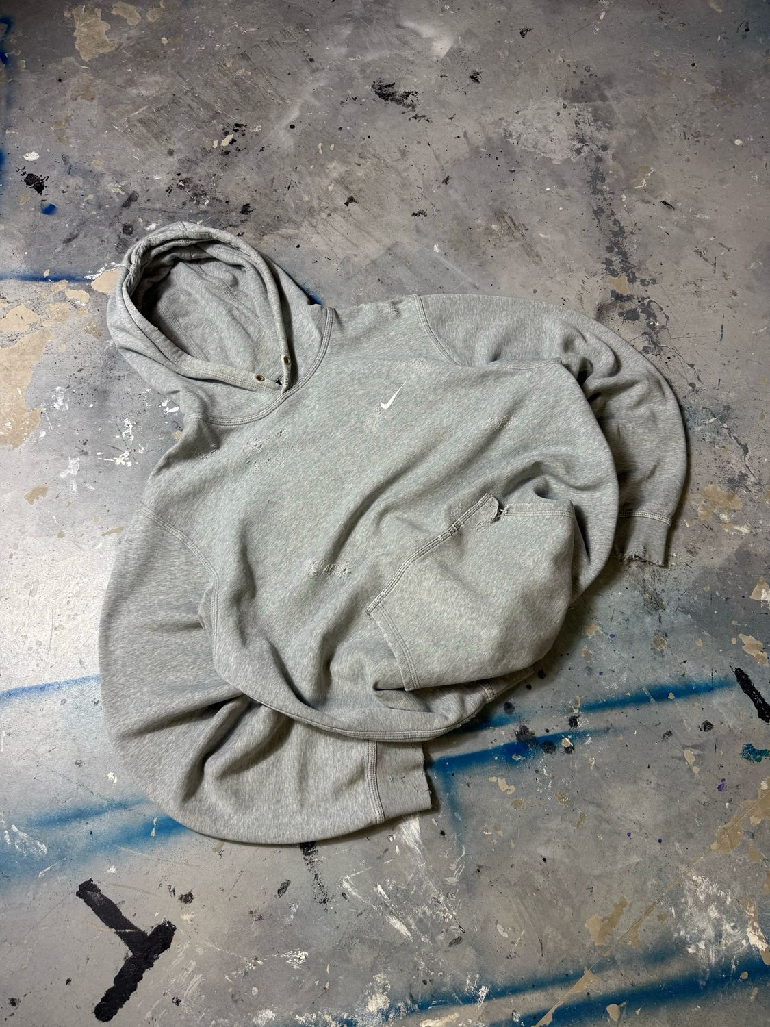 Bluza Nike Basic Swoosh Distressed Hoodie Gray L