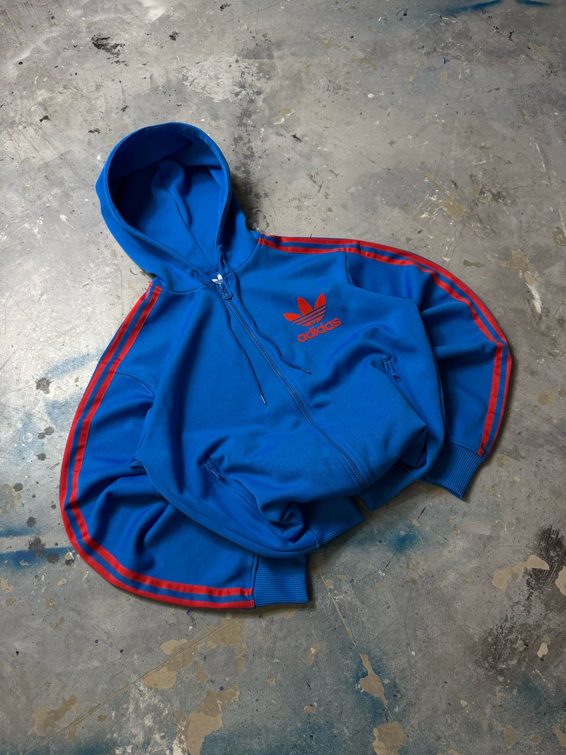 Bluza Adidas Re/Stripes Zip Hoodie Blue M