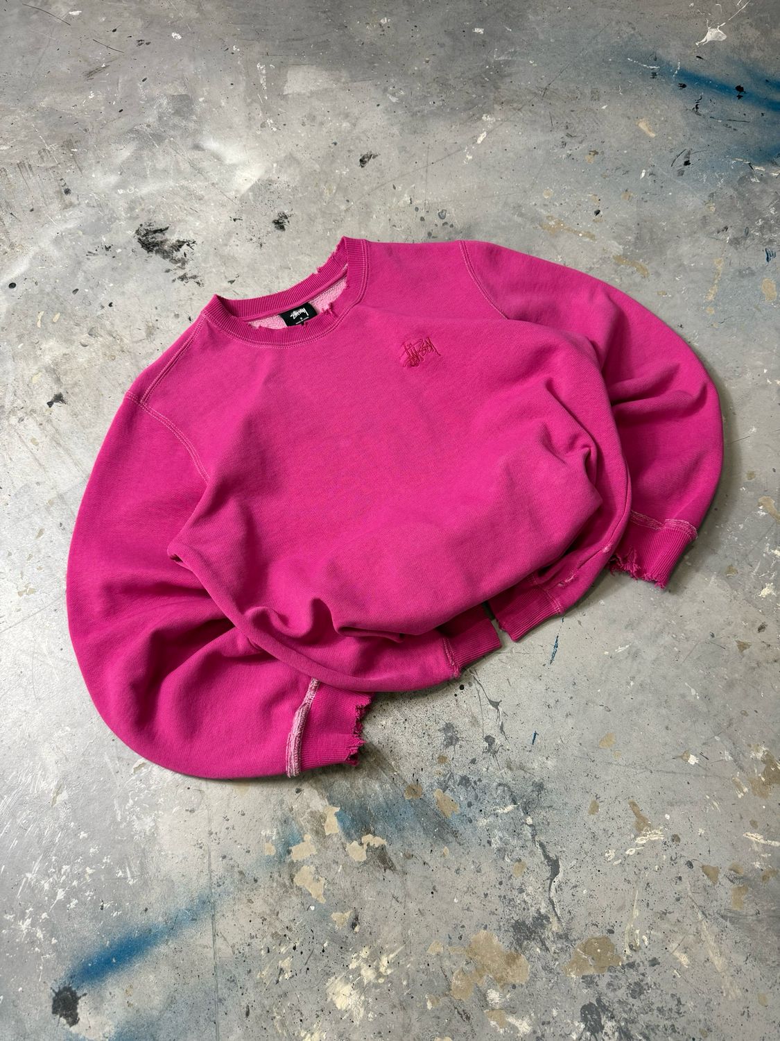 Bluza Stussy Basic Logo Distressed Crewneck Pink M