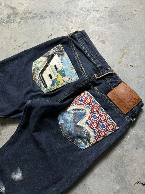 Spodnie Evisu Wave Custom 28/34 Jeans Navy
