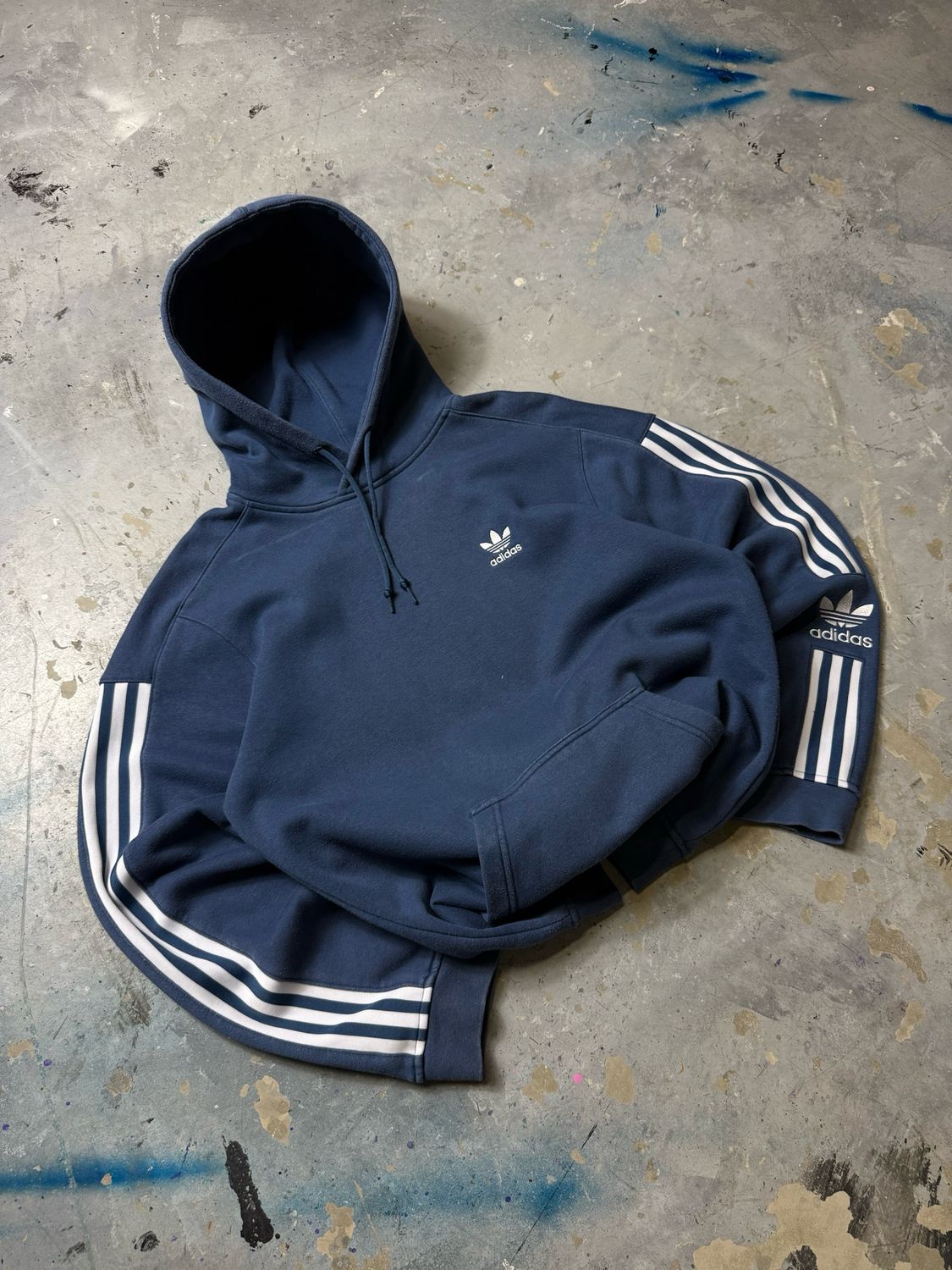 Bluza Adidas Wh/Stripes Hoodie Blue M