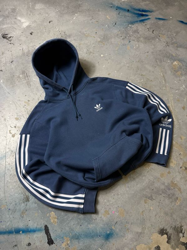 Bluza Adidas Wh/Stripes Hoodie Blue M