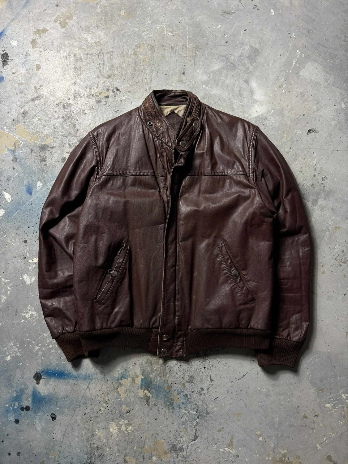 Kurtka Echtes Leder Bomber Leather Jacket Brown M