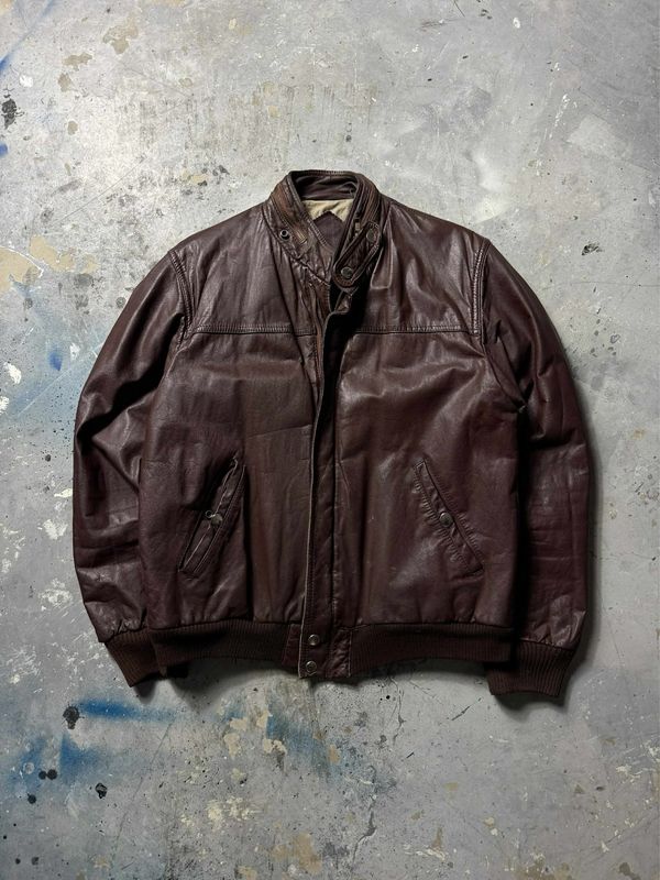 Kurtka Echtes Leder Bomber Leather Jacket Brown M