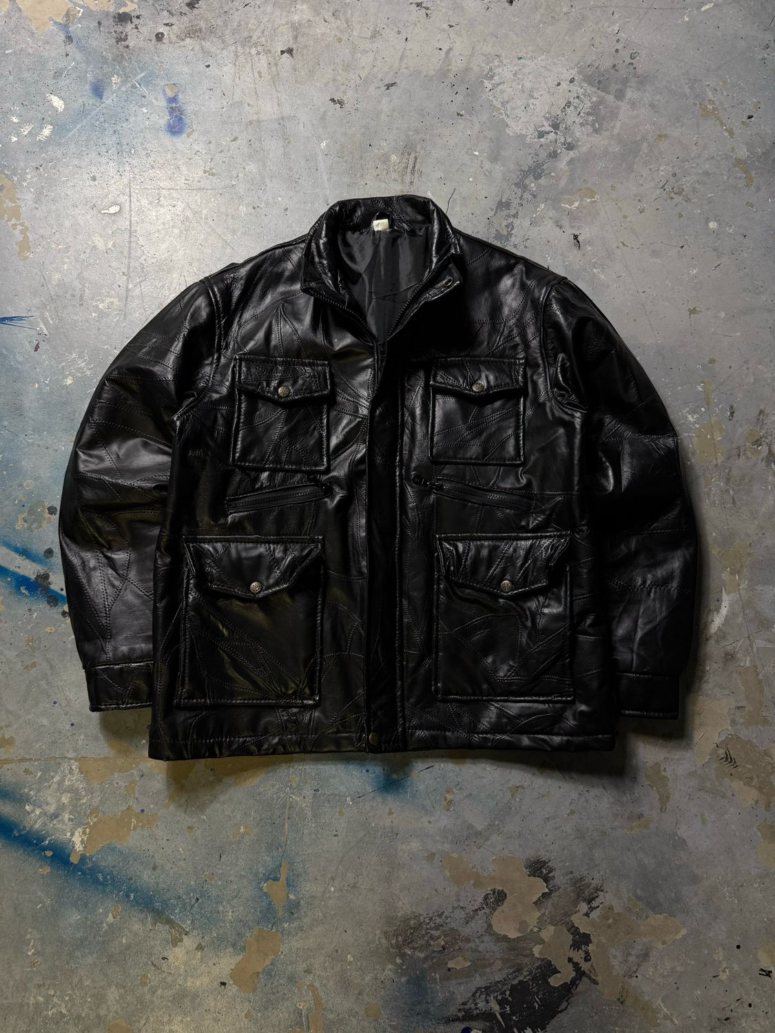 Kurtka 8173 Pockets Leather Jacket Black M