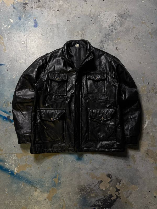 Kurtka 8173 Pockets Leather Jacket Black M