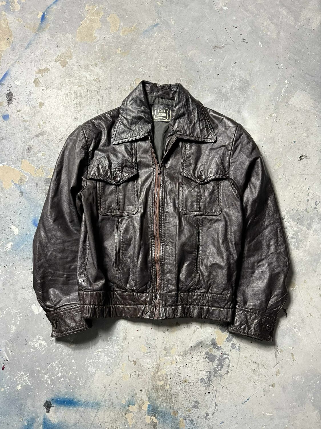 Kurtka Echt Leder Leather Jacket Brown M