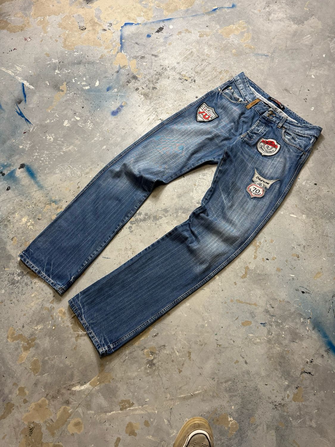 Spodnie Segura Patchy Bootcut Jeans Blue