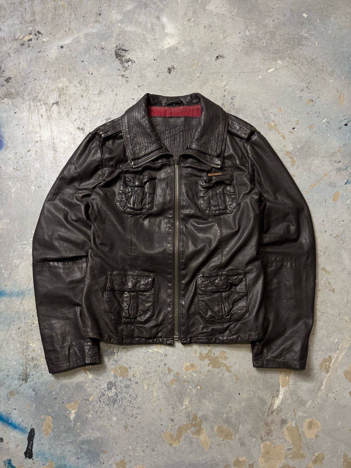 Kurtka Superdry Ramona Leather Jacket Brown M