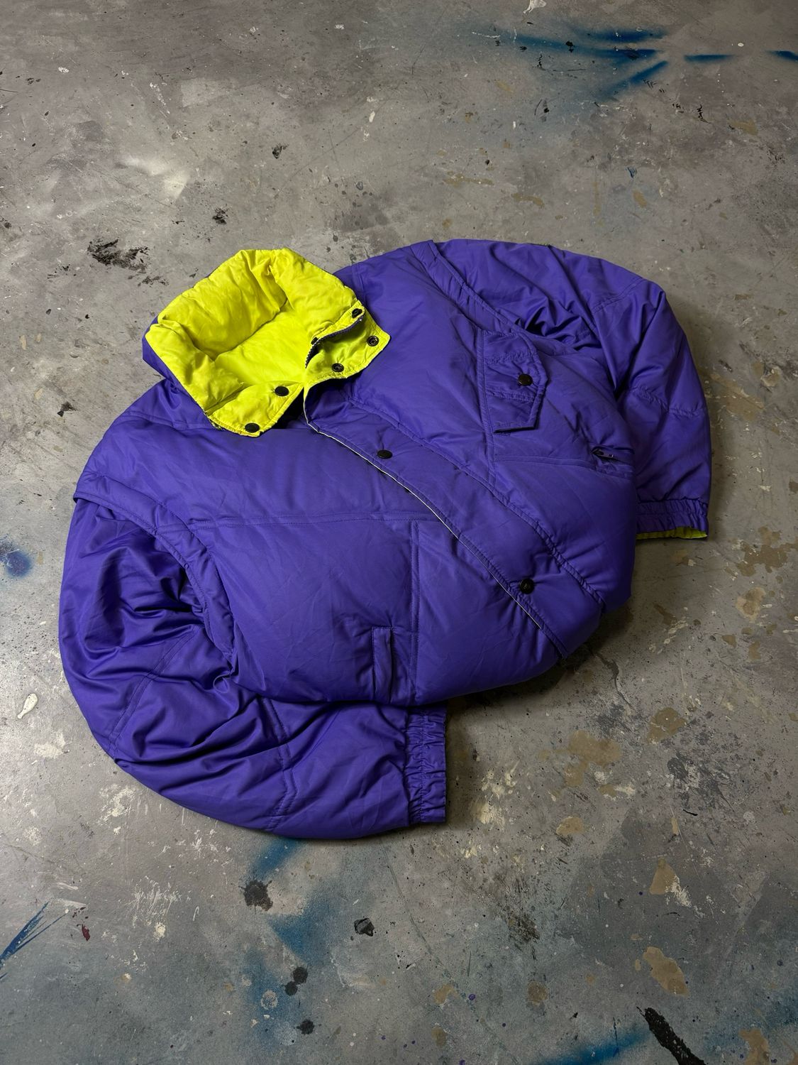 Kurtka Dolomite Reversed Puffer-Vest Jacket Lime/Violet L
