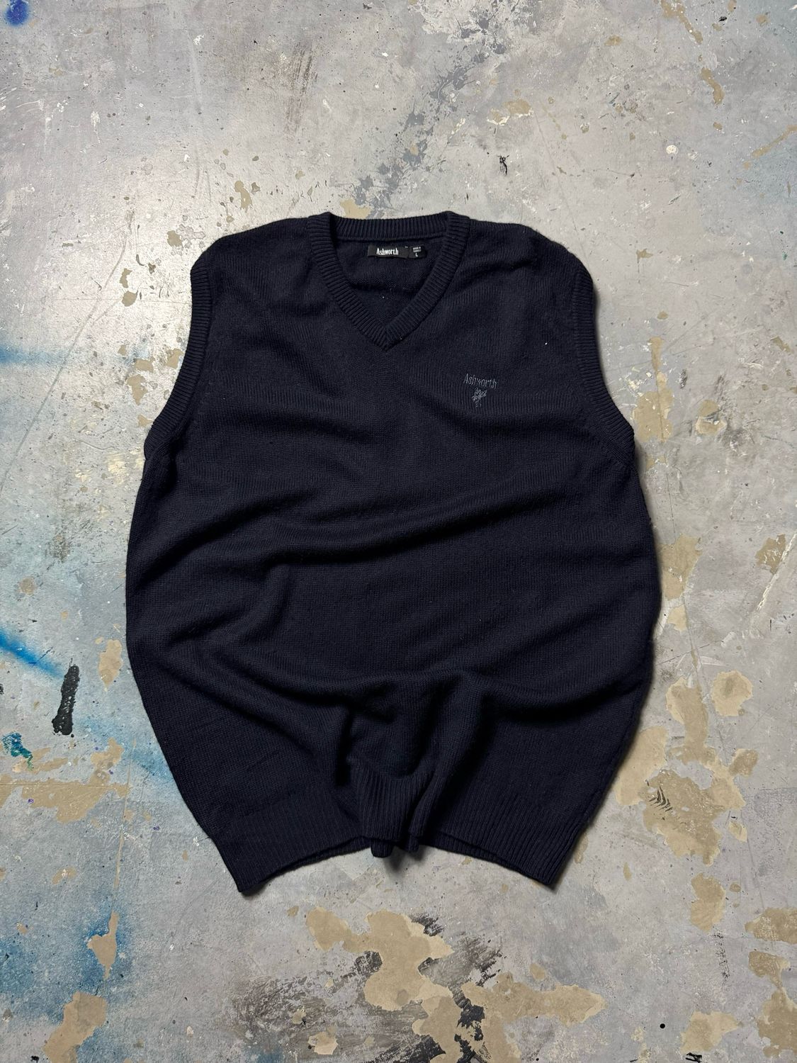 Bluza Ashworth Basic Logo Lambswool Vest Navy M