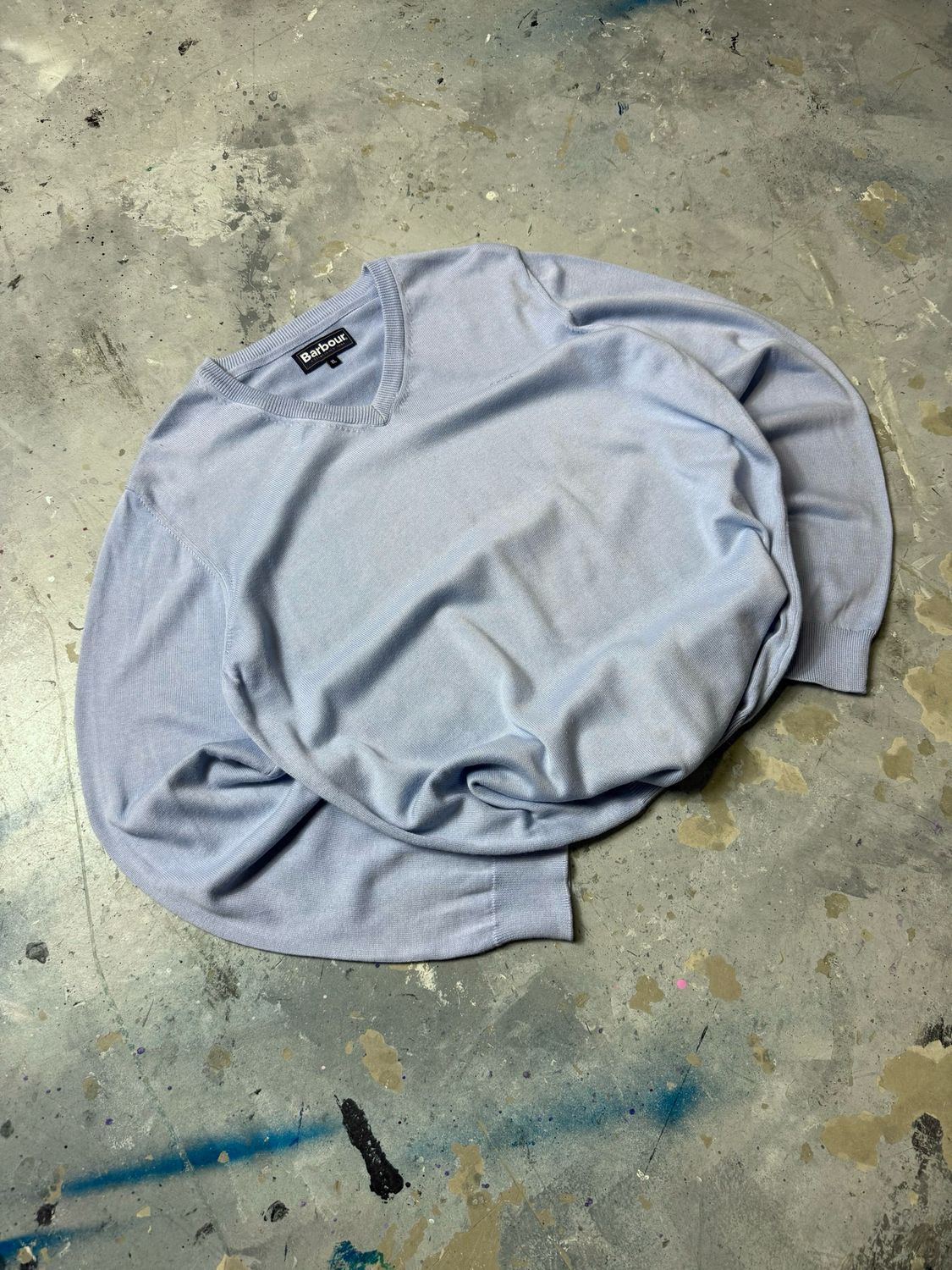 Sweter Barbour Classic V-neck Jumper Light Blue L