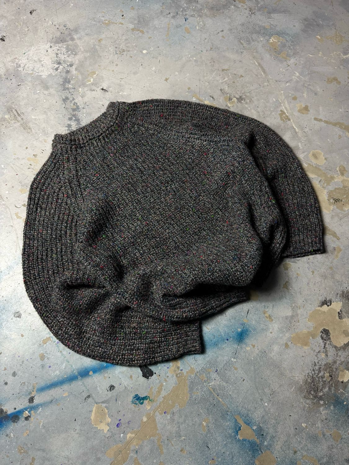 Sweter Blue Print Knitted Wool Sweater Grey M
