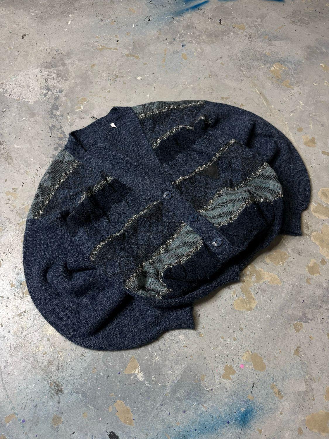 Sweter Vintage Cardigan Buttons Blue M