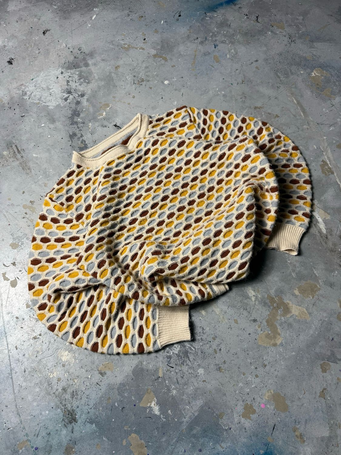 Sweter Retro Geometric Patterned Sweater M