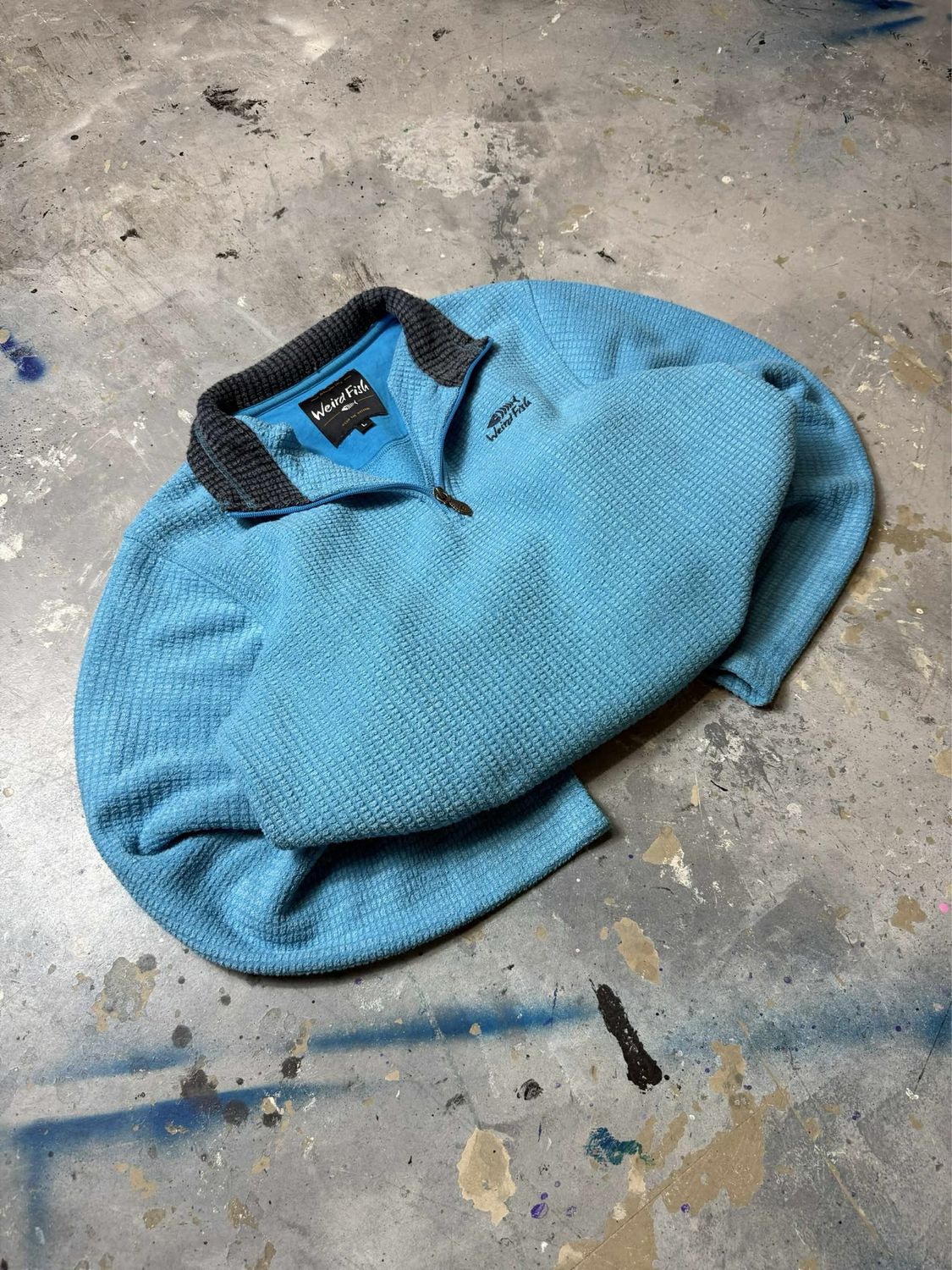 Bluza Weird Fish Basic Logo Colar Zip Polar Blue M