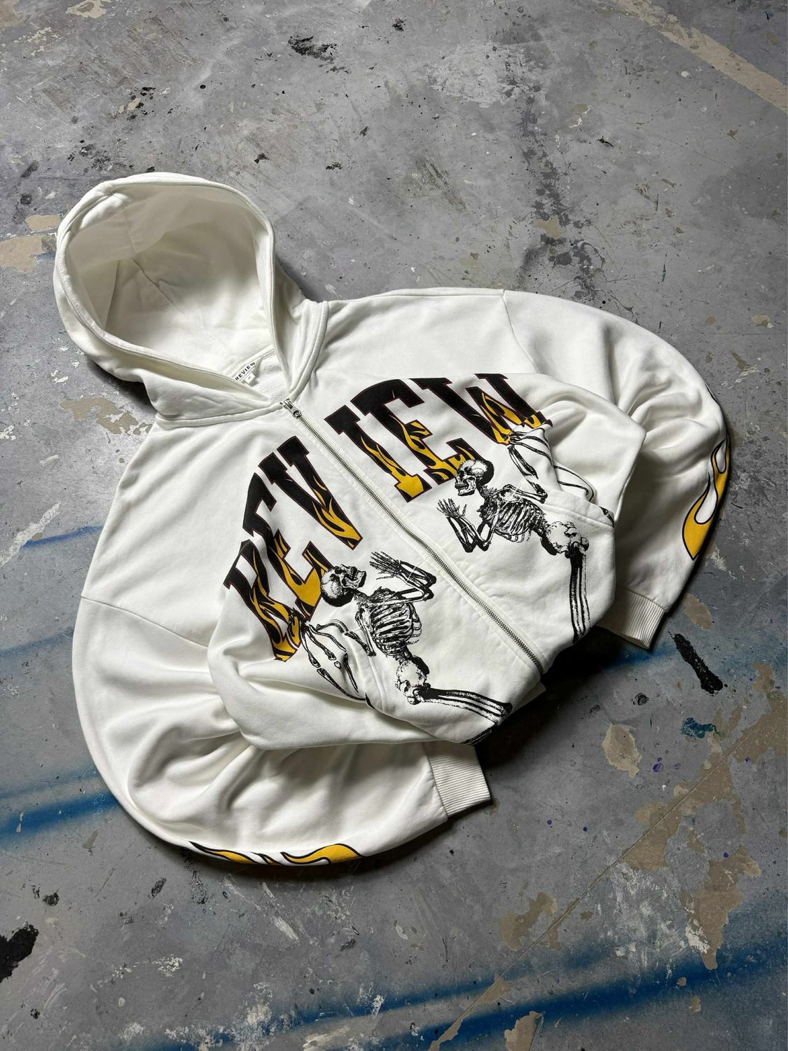 Bluza Review Sceletons Zip Hoodie Light Beige L