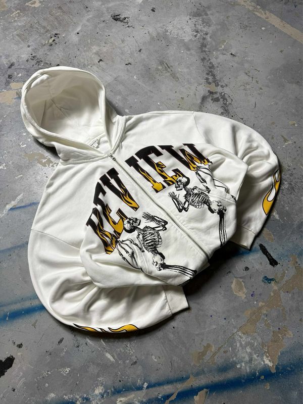 Bluza Review Sceletons Zip Hoodie Light Beige L