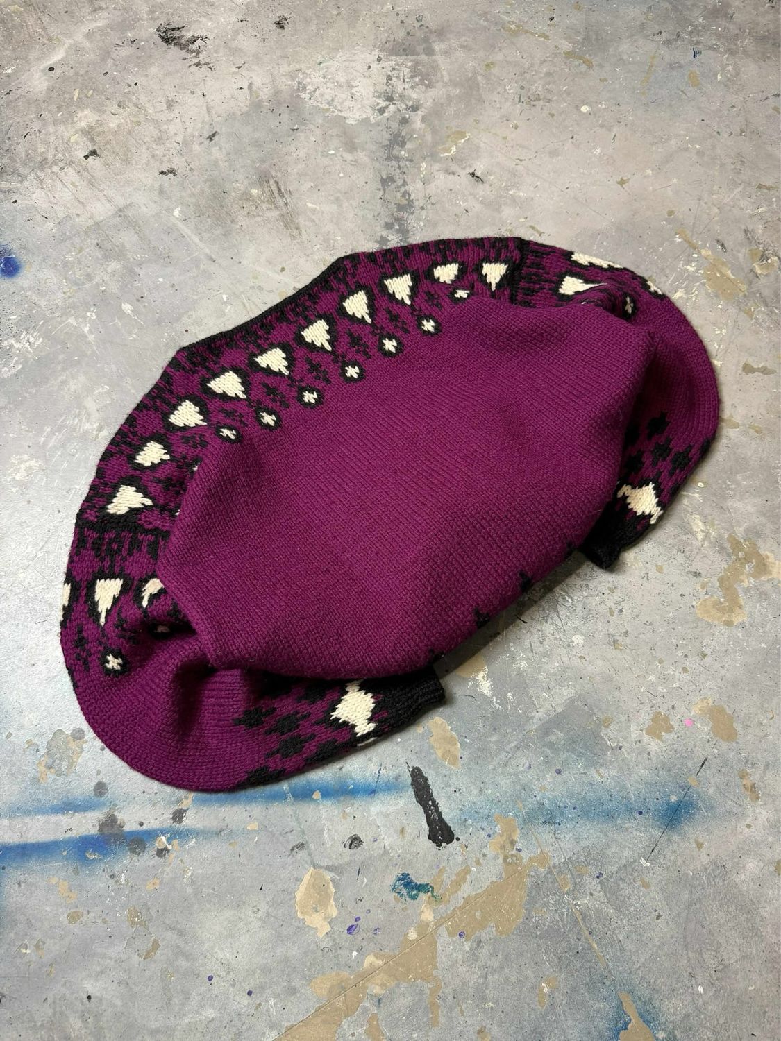 Bluza Vintage Knitted Fair Isle Sweater Violet M
