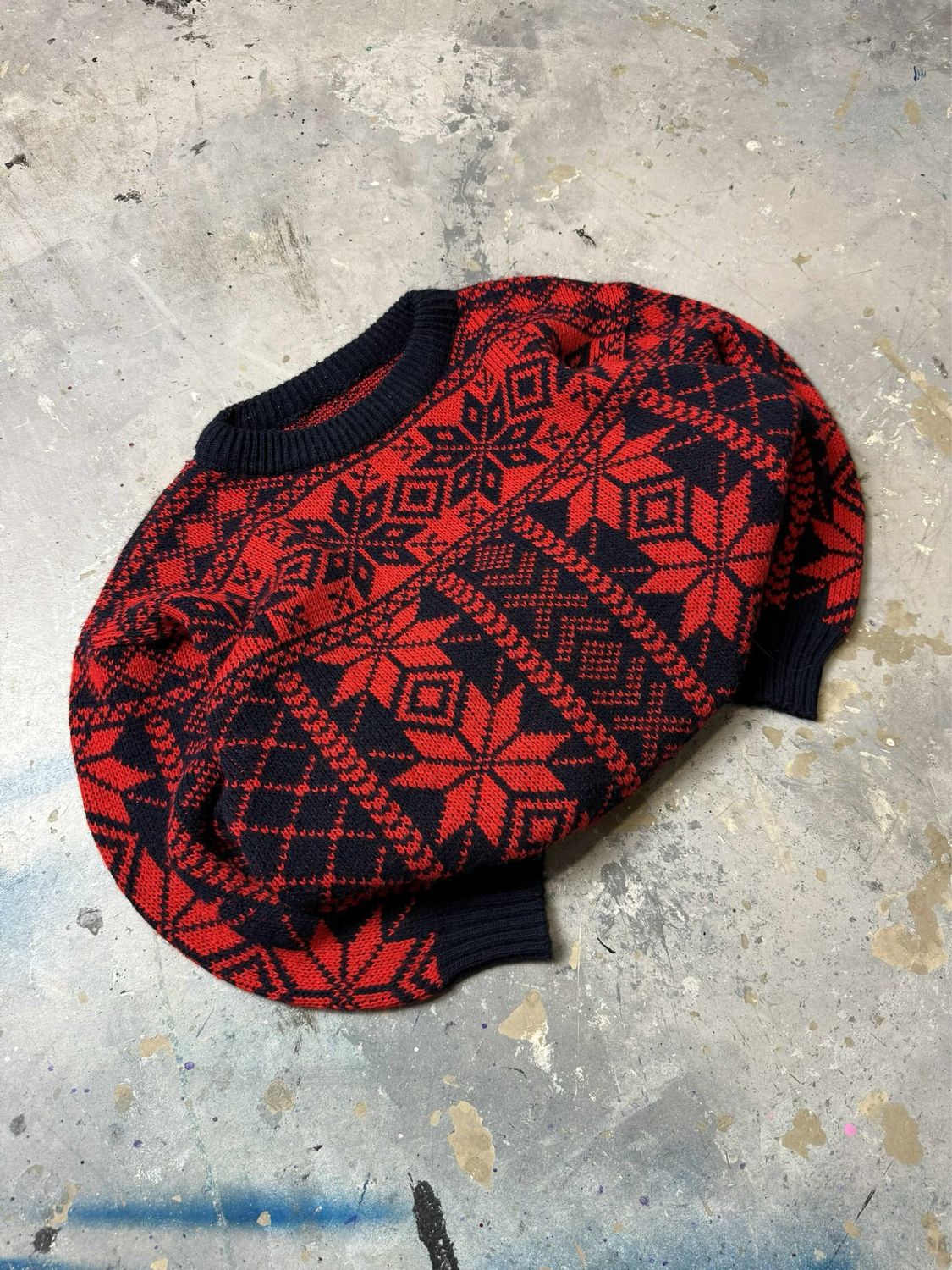 Sweter Lima Fair Isle Sweater Red/Black M