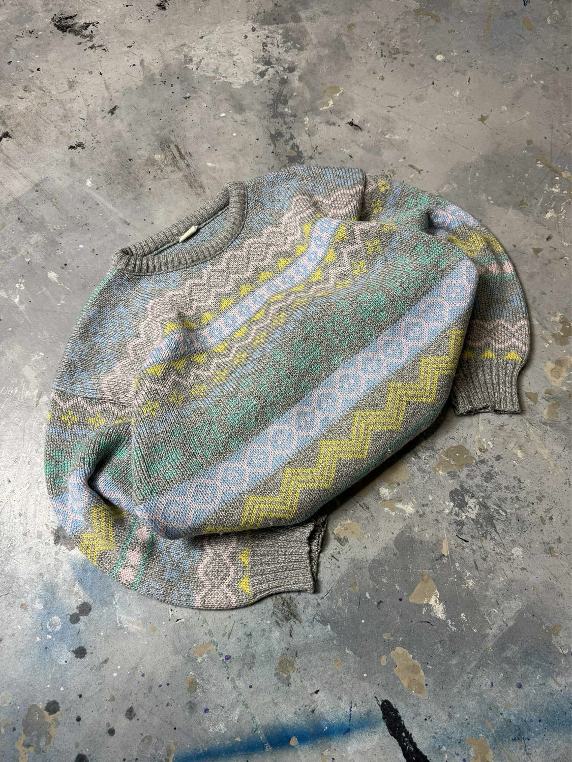 Bluza Vintage Italian Patterned Sweater Grey M